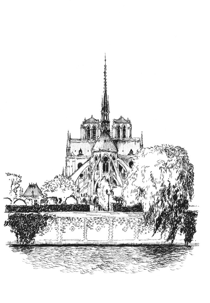 notre-dame de paris au crayon