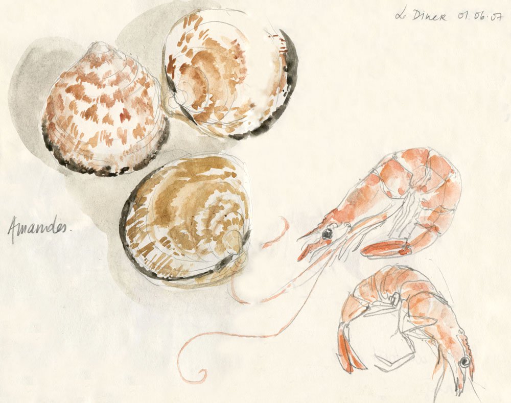 le dîner amandes et crevettes