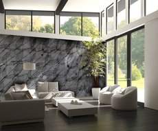 in this living room, country atmosphere assured with this beautiful plant wallpaper