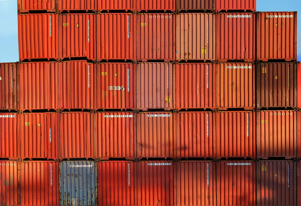 neo-industrial wallpaper representing containers