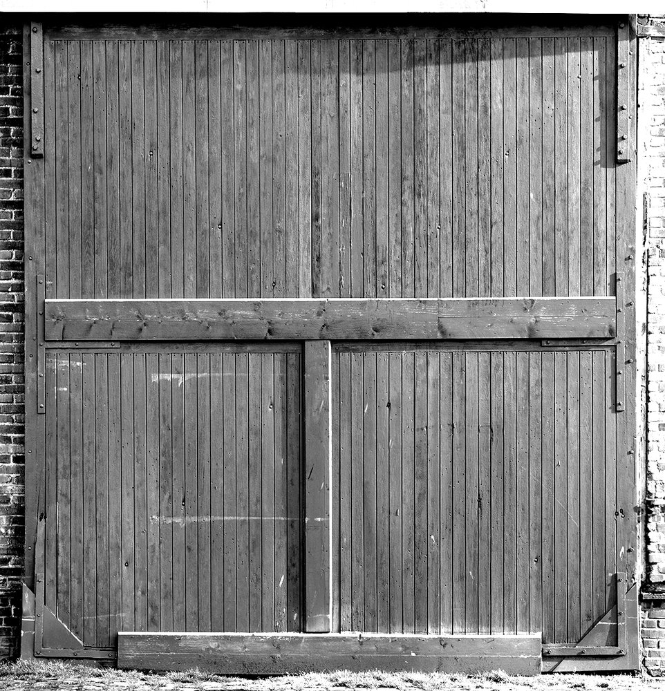 neo-industrial brick wallpaper in black and white