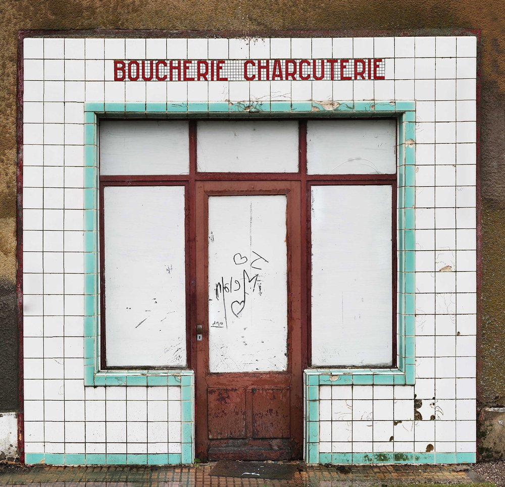 papier peint montrant une ancienne boutique de boucherie