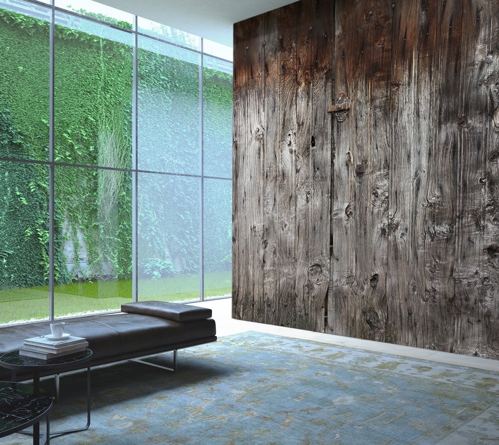 panoramic wallpaper raw material representing a barn door