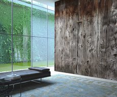 panoramic wallpaper raw material representing a barn door