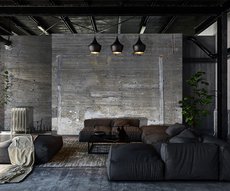 concrete wallpaper in a living room