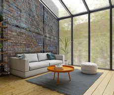 wallpaper red bricks painted in a living room