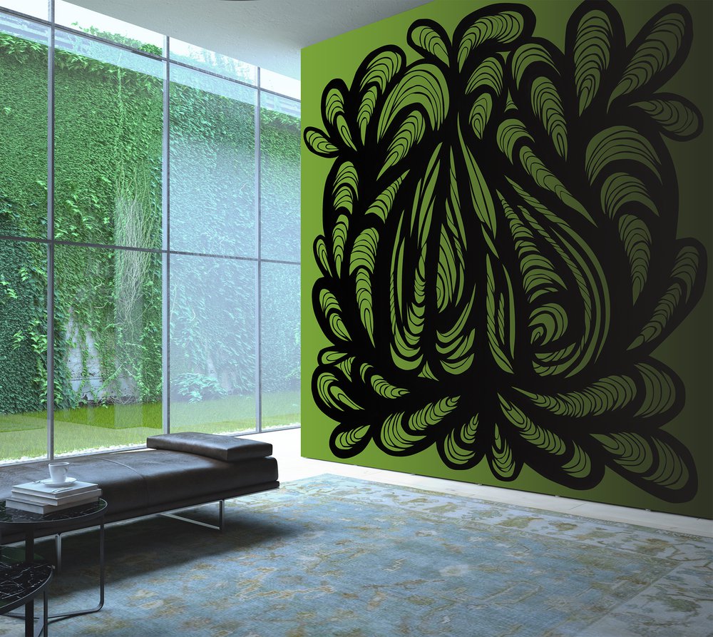 méandres 1 noir sur vert