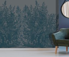 papier peint buissons bleus dans un salon