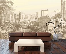 panoramic wallpaper courtyard of lions amidst ancient ruins