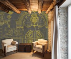 wallpaper with drawings of castle portals