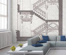 wallpaper featuring a baroque staircase on a stone background