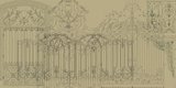 dessins de portails et balcons sur fond beige