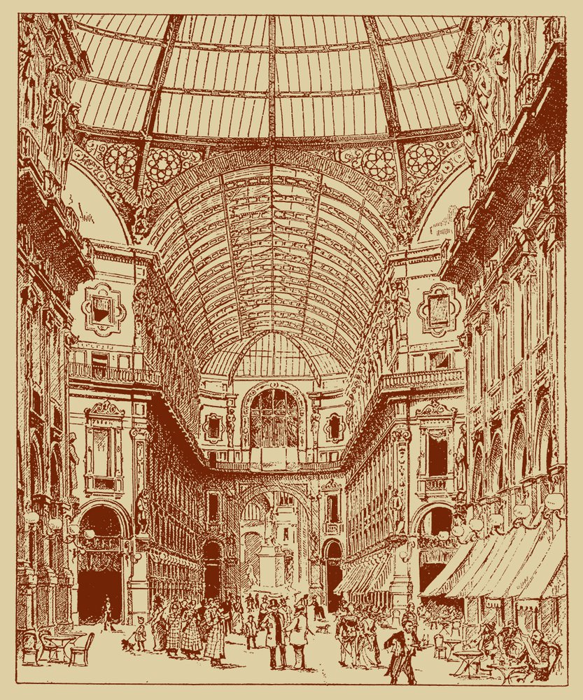 papier peint représentant la galerie victor emmenuel à Milan