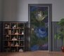 blue flower door with bookcase