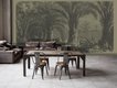 sepia color palm tree wallpaper in a dining room