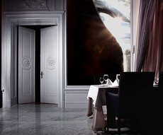 glass wallpaper in a living room