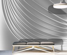 panoramic wallpaper with curved stripes