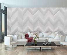 striped wallpaper in the shape of a Hungarian stitch in a living room