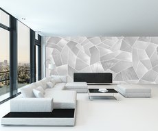 striped patchwork wallpaper in a living room