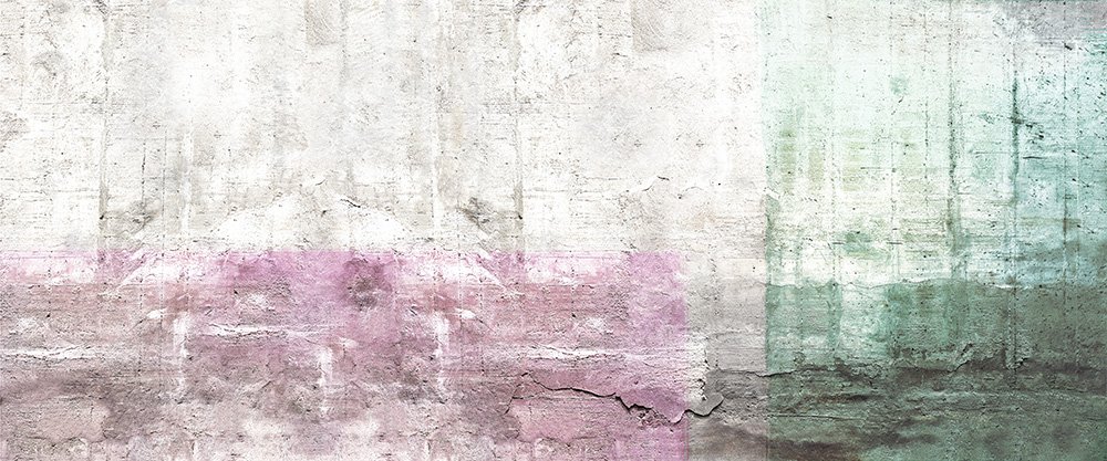 décor mural en papier peint représentant un mur en béton rose et vert