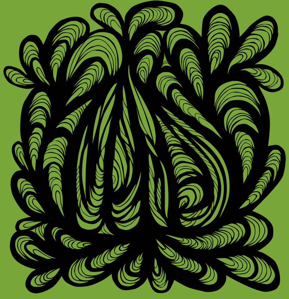 méandres 1 noir sur vert