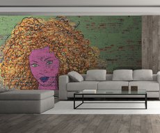 afro graff sur briques vertes