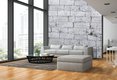papier peint panoramique représentant un mur de pierres blanches dans un salon