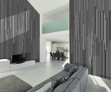 gray stripes wallpaper in a living room