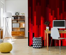 wide red stripes wallpaper in a studio