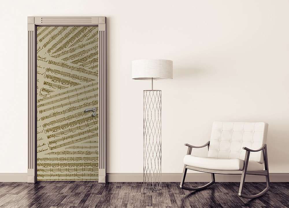 Music sheet door sepia in a living room