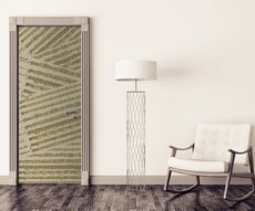 Music sheet door sepia in a living room